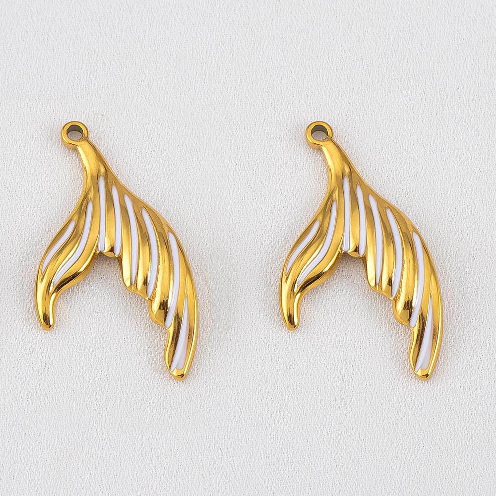 

2pcs Aesthetic Nautical 304 Stainless Steel Enamel Mermaid Tail Pendant For DIY Ocean-Themed Bracelet Necklace Jewelry Finding 2pcs белый