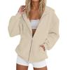 Women's Long Sleeve Solid Color Hooded Sweatshirt Jacket