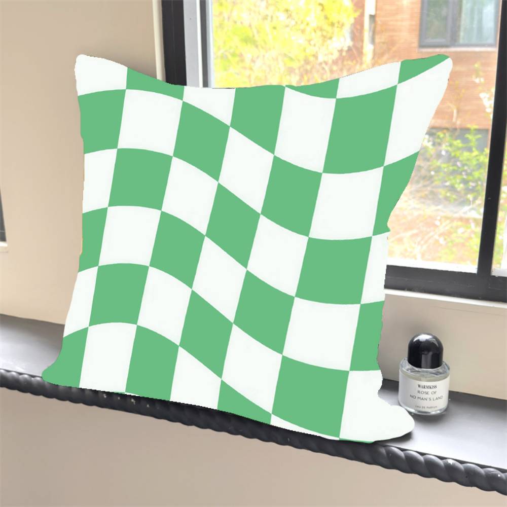 1PC Retro Color Wavy Checkered Pillow Case Square  Bedroom Sofa Leisure Comfort Cushion Car Home Decoration Pillowcase 40x40