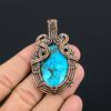 Tibetan Turquoise Pendant, 999 Copper Wire Wrapped Gemstone Jewelry, Handmade Pendant, For Thanksgiving