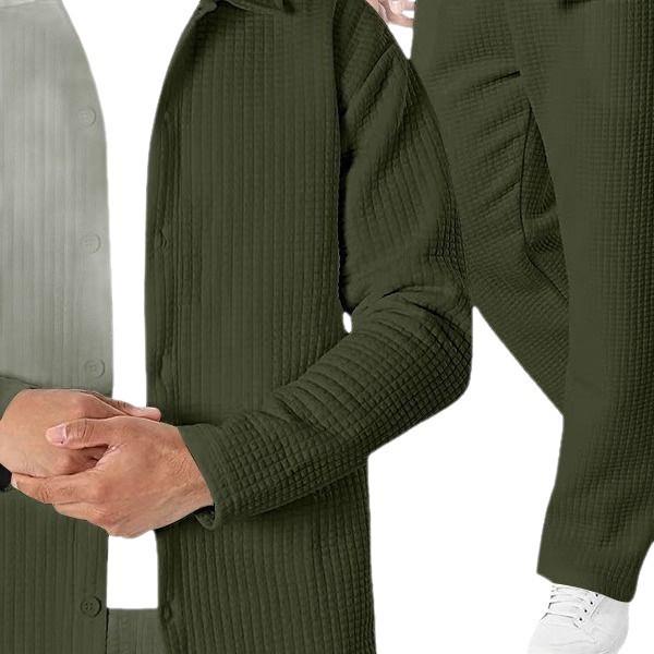 Men's Fashion 2025 Spring/Autumn Wrinkle-Resistant Checked Jacket & Long Pants Set