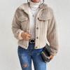Chaqueta de Terciopelo Doble Cara de Moda Simple con Solapa de Manga Larga Suelta de un Solo Botón para Mujer Otoño Invierno Estilo Europeo Americano