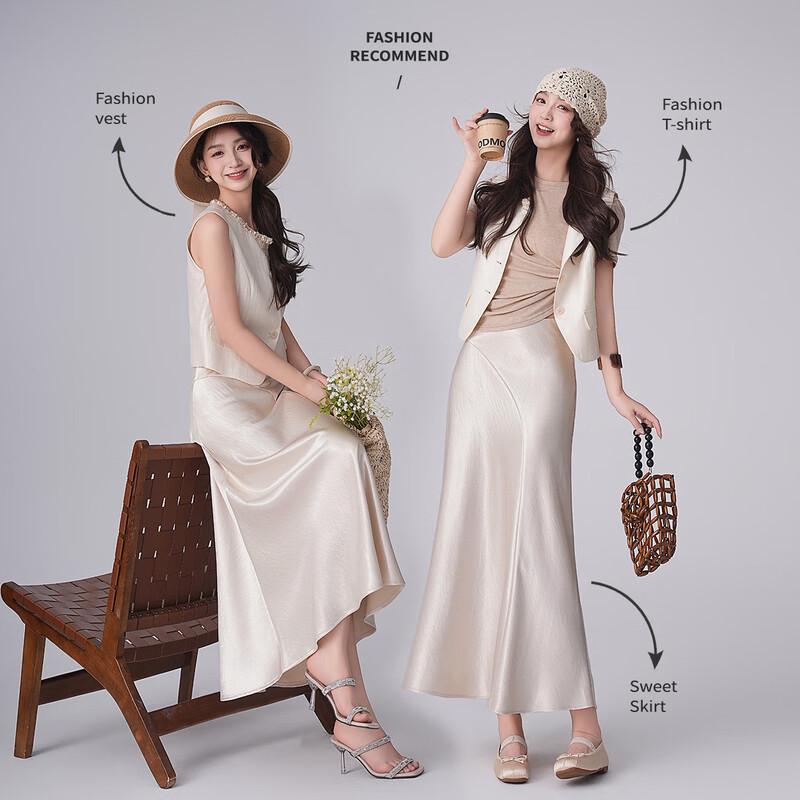 Women s High Waist A-Line Maxi Skirt L