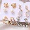 1 Set Stud Earrings Heart Rhinestone Acrylic Appearance Sparkling Earrings for Daily Wear