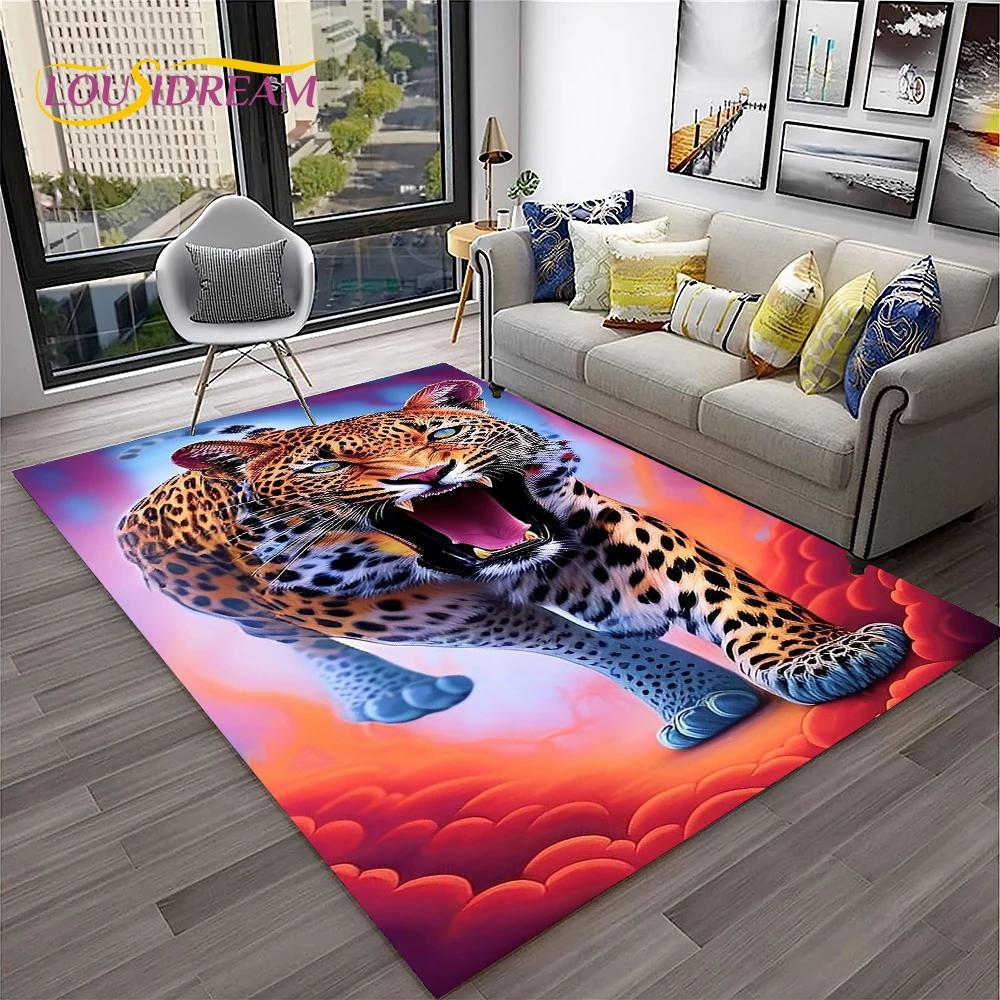 Leopard Cheetah Animals Cartoon Carpet Rug for Home Living Room Bedroom Sofa Doormat Decor,Kid Play Area Rug Non-slip Floor Mat