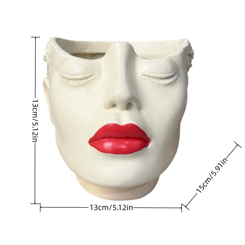 Female Contour Design Pen Holder Elegant Face Vase Decoration Handcrafted Artistic Female Form Head Vase Makeup Brush Holder