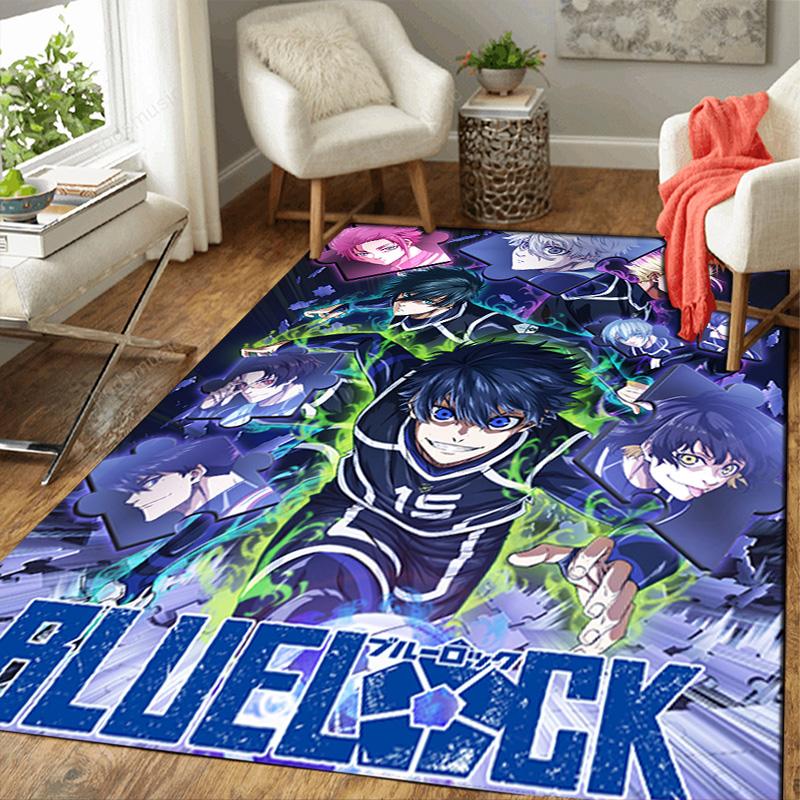 Blue Lock anime print Rug Floor Mat for Living Room or Bedroom Soft and Comfortable Carpet a Gift for Birthday and Holiday.