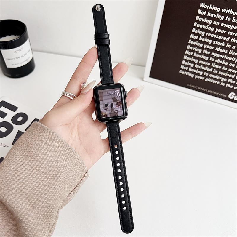 

Кожаный ремешок класса люкс для Apple Watch Band 10 9 8 7 46 мм 42 мм 41 мм 45 мм ultra 2 49 мм 44 мм 40 мм 38 42 мм iwatch Series 6 SE 5 4 3 ремешок 38/40/41/42(S10） чёрный