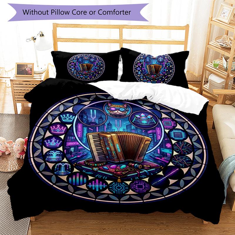 Cyberpunk Harmony Wave Pattern Bedding,Quilt Set Quilt Cover Pillowcase Home Birthday Gift (1 * Duvet Cover + 2 * Pillowcase, Without Core)