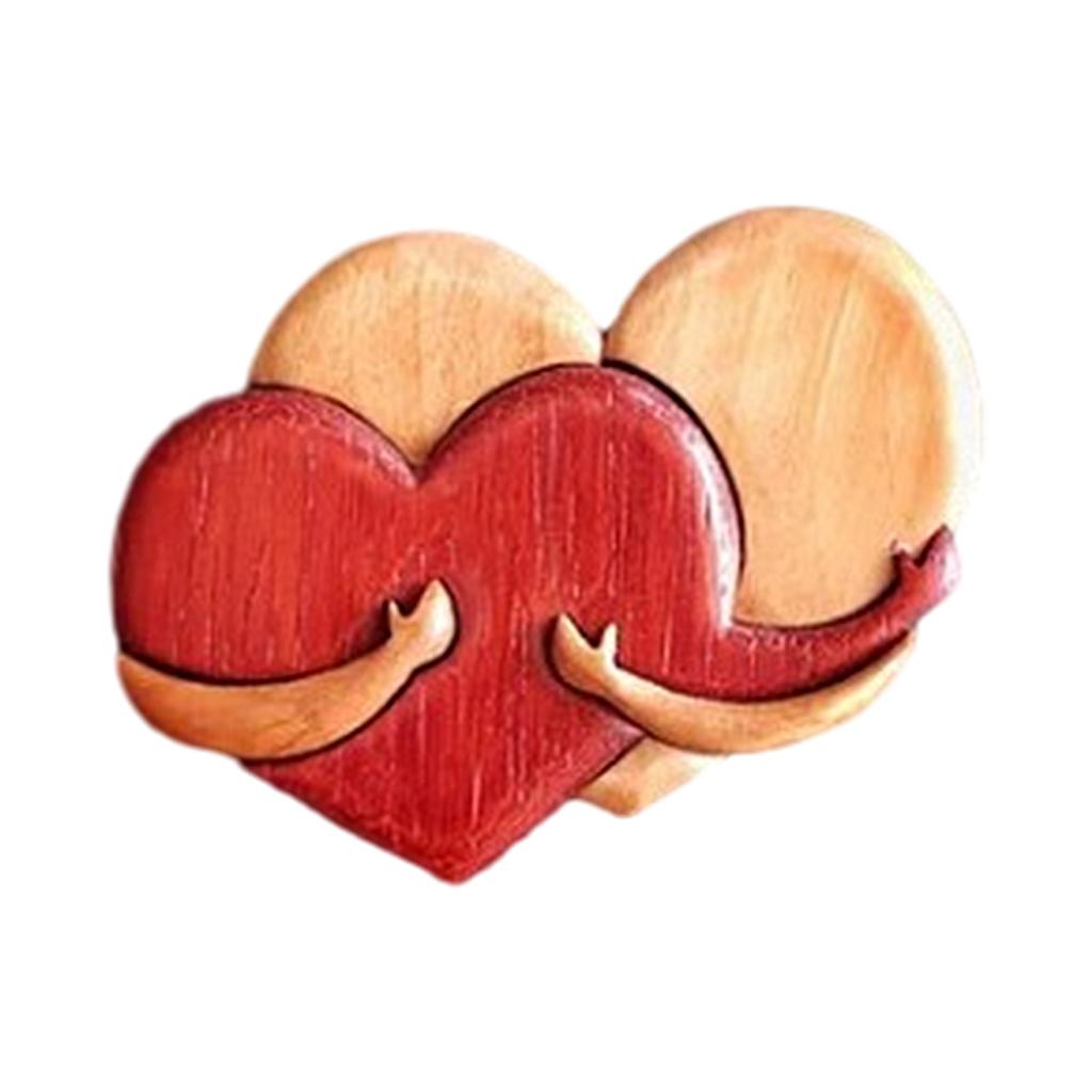 Collectible Wooden Love Heart Statue Wooden Sculpture Handmade Crafts for Birthday Valentine's Day