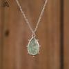 Boho Stil Silberkettchen Tropfenförmiger Kristall Edelstein Anhänger für Hochzeiten Partys Damenschmuck Chakra Design