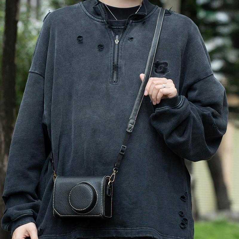 PU Camera Bag Sony ZV-E10 Canon PowerShot V1 Compact Video Small Crossbody Pouch With Shoulder Strap