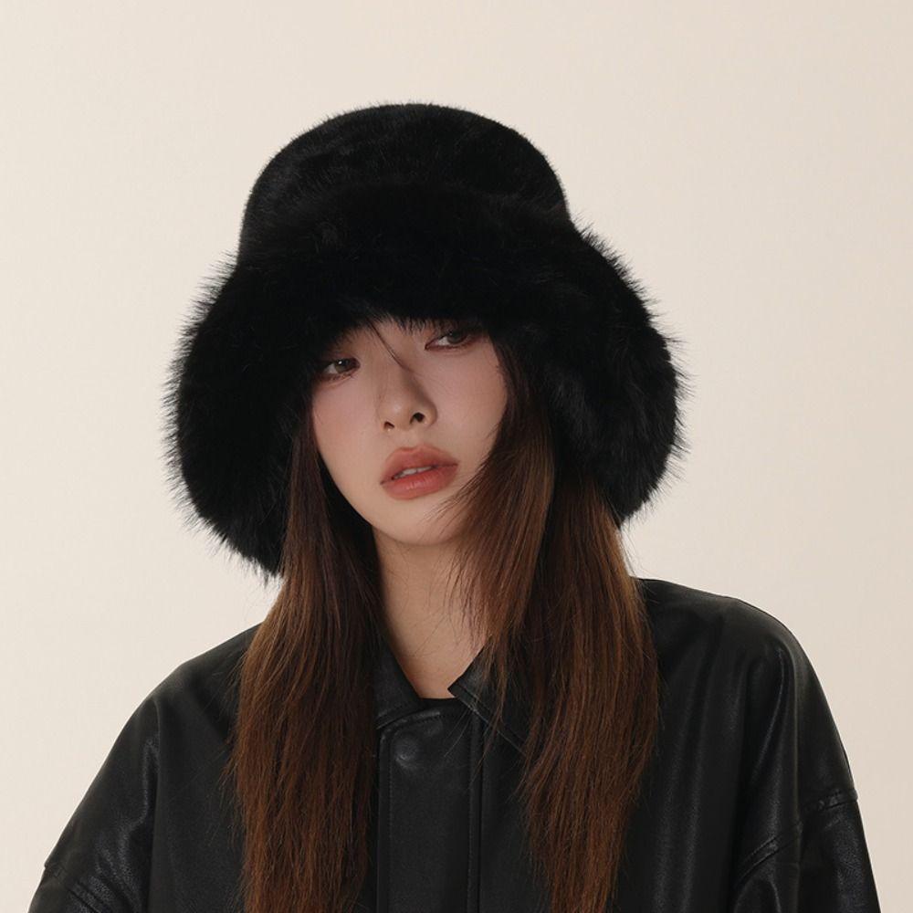Warm Artificial Fur Hat Fluffy Hat Winter Cap Personality Beanie Hat  Outdoor