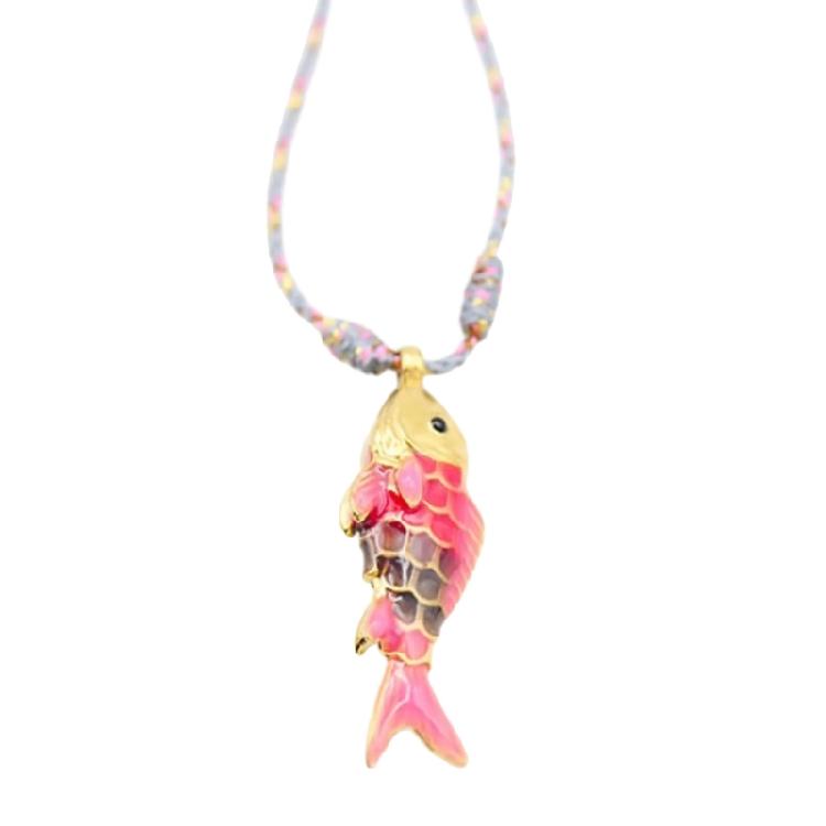 Stainless Steel Marine Fish Pendant Jewelry Multicolor Rope Chain Necklace Portable Designs