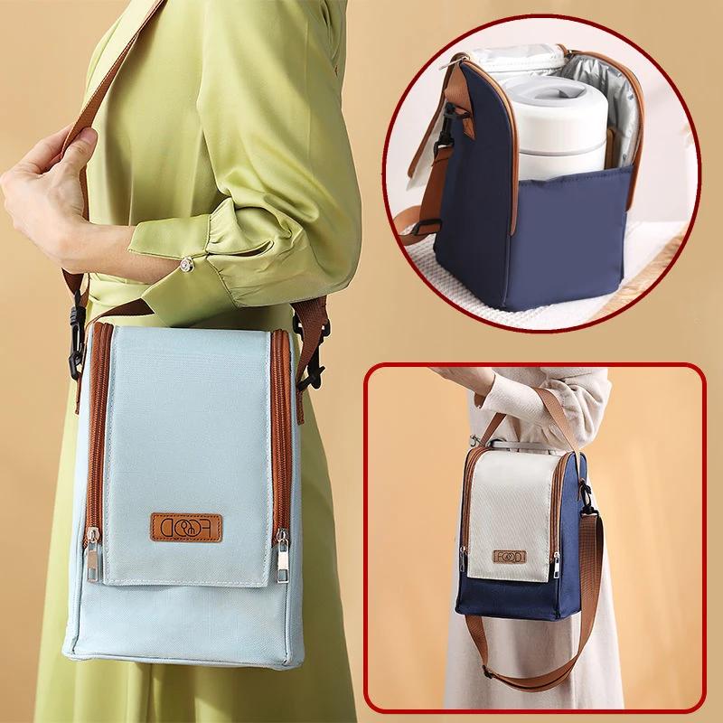 New Round Thermal Lunch Box Bag Waterproof Insulated Food Tote Kids Keep Fresh Cooler Shoulder Bags Portable Bento Storage Pouch