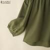 ZANZEA Women Casual O-neck Nine Quarter Sleeve Loose Blouse