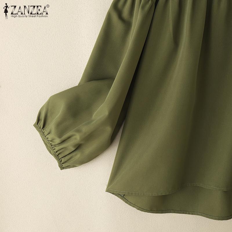 ZANZEA Women Casual O-neck Nine Quarter Sleeve Loose Blouse