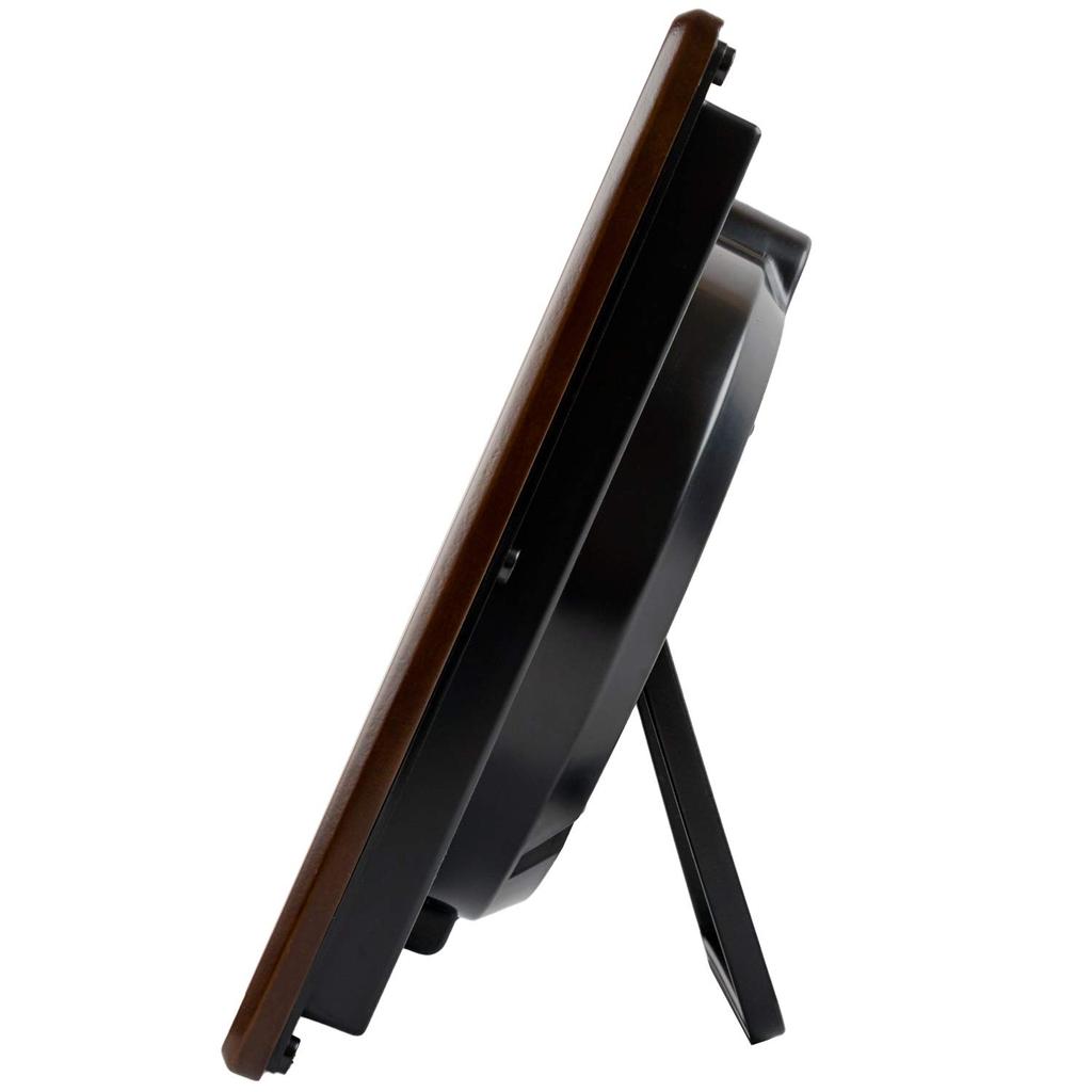 CASIO Wall Wooden Nighttime Second Hand Stop Suitable for Wall or Tabletop Radio-Controlled Clock, Brown, 23.5cm Diameter, Analog, Frame, Function,