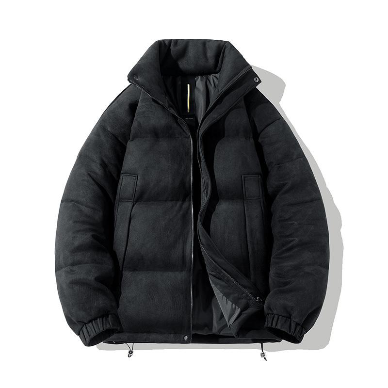 Fashionable Men's Down Jacket Winter New White Duck Down Stand Collar Suede Solid Color Short Down Jacket