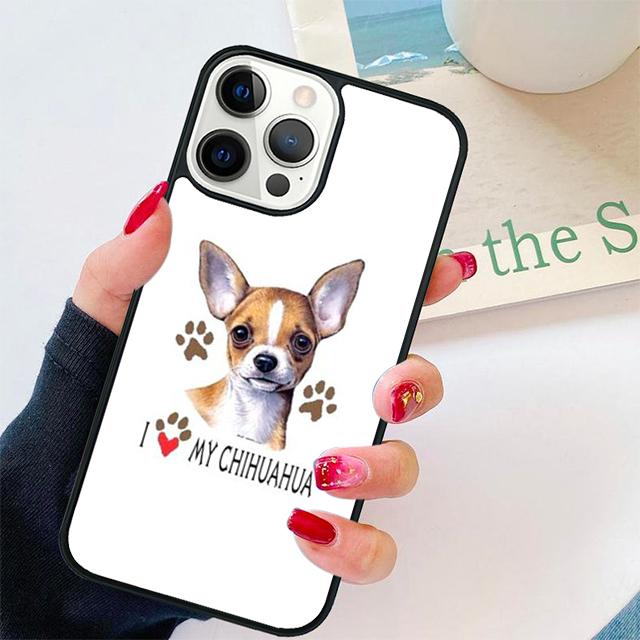 Animal Chihuahua with Flower Coque Shell For iPhone 17 Air 15 16 14 13 12 Pro Max 11 Pro Max Plus Phone Case Cover