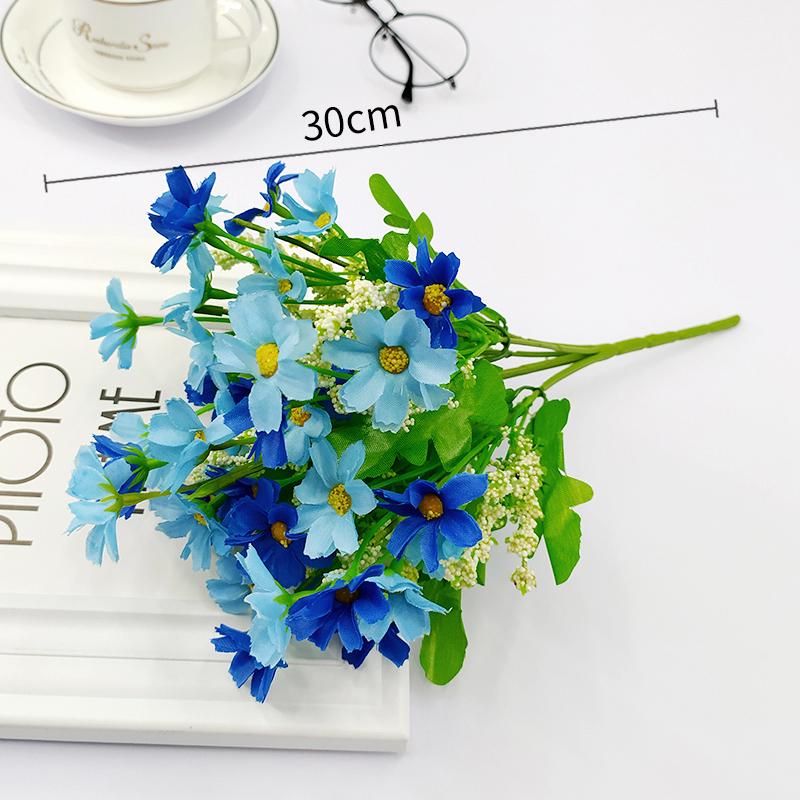 Artificial Daisy, Orchid, Sunflower & Green Plant Bunch for Bedroom Decoration