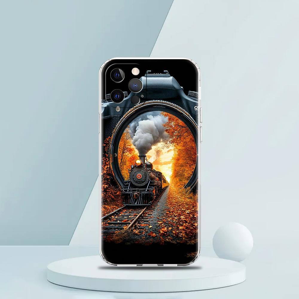 Soft TPU Transparent Phone Case Cover for iPhone 16 15 14 13 12 11 Pro Max XR 8 7 Plus XR Shockproof Shell Retro Camera Pattern