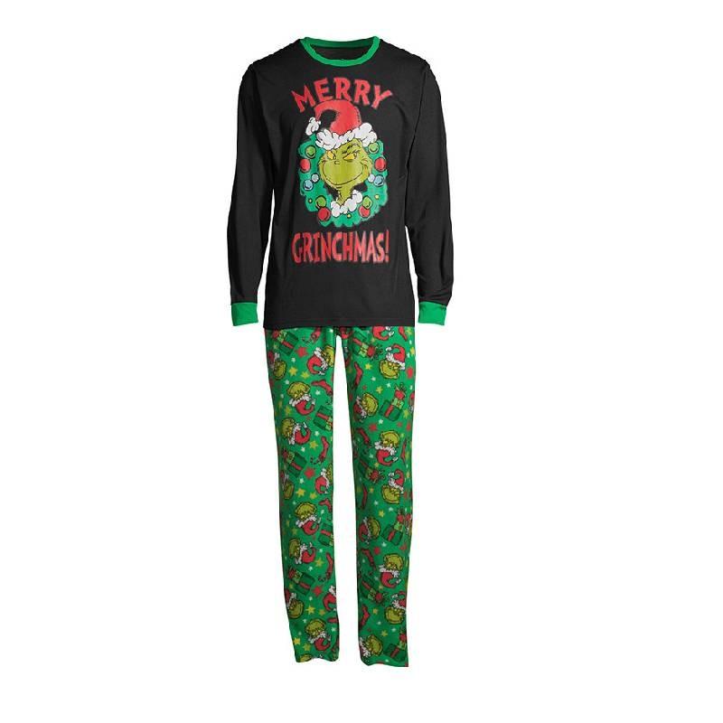 Gemütliches Weiches Polyester Familien-Partner-Pyjama-Set mit dem Grinch für alle Altersgruppen