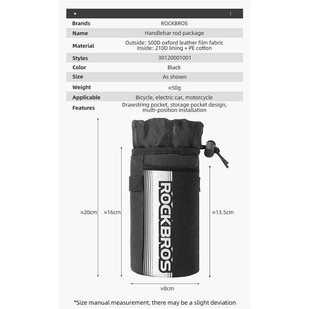 ROCKBROS Bike Water Bottle Holder Bag Handlebar Stem Bag Bicycle CupDrink Holder