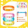 Zomiboo 24 Pcs Happy Birthday Rubber Bracelets Bulk Colored Silicone Stretch Wristbands for Kids Classroom Birthday Bracelets Party Favor for Back To