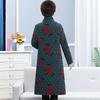 Chinese Style Embroidered Cotton Coat for Middle Aged Women Thickened Warm Long Jacket with Frog Buttons