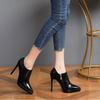 2025 Spring Cowhide Pointed To Platform Thin Heels Pumps Super High Heel Side Zipper Single Shoe Commuter Shoes