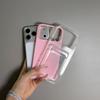 2 IN 1 Card Slot Holder Phone Case for iPhone 17 Air 16 15 14 13 12 Pro Max 11 Candy Color Clear Photo Clip Wallet Bag Cover