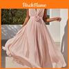 Elegante Abito da Sera in Chiffon con Scollo a V Profondo per Matrimoni ed Eventi Formali