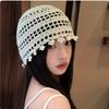 Korean Version Ins Hand-woven Cut-out Pullover Knitted Hat Women's Spring and Summer Bohemian Travel Sweet Skull Beanie Caps