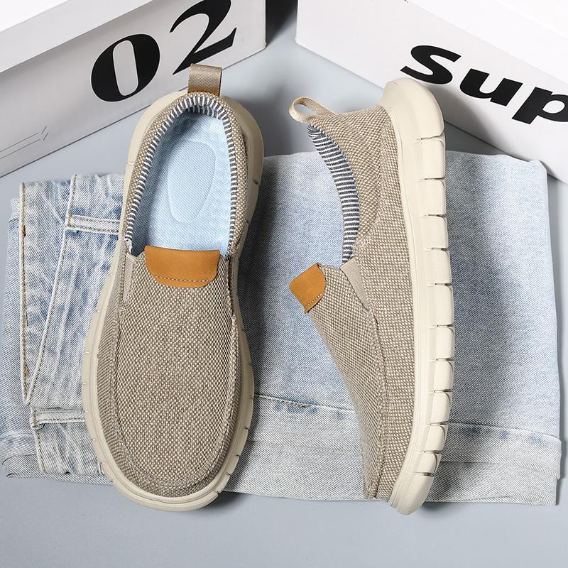 Men Shoes Casual Canvas Loafers Shoes Light Breathable Flats Leisure Male Vulcanized Shoes Walking Sneakers Plus Size 39-46