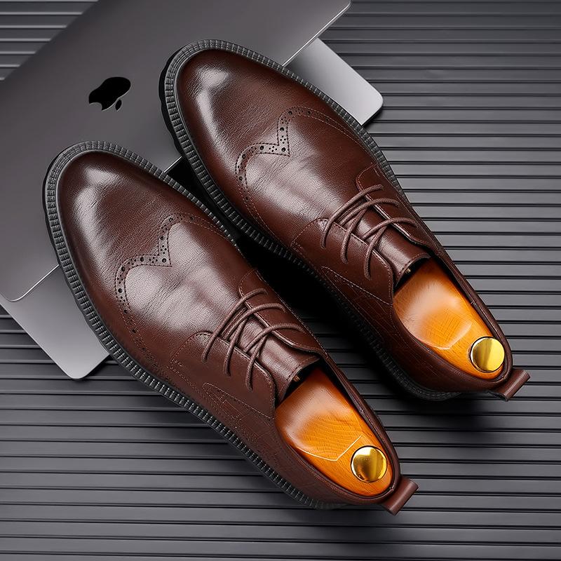 Men's Shoes Autumn and Winter Breathable Thick-soled British Business Dress Brock Men's Casual Shoes