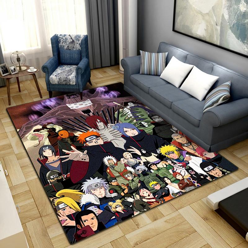Anime-Naruto Bereichsteppich für Wohnzimmer Schlafzimmer Heimdekoration Coole Filmmatte Bodenmatte -LXR53