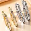 White Zircon Stone Hoop Earrings For Women Vintage Female Fashion Gold Color Wedding Jewelry
