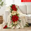 2D Flat Printing, Cream Background Christmas Floral Pinecone Holly Pattern Flannel Blanket, Cozy American Holiday Decor, Single-Sided Printing, Suitab