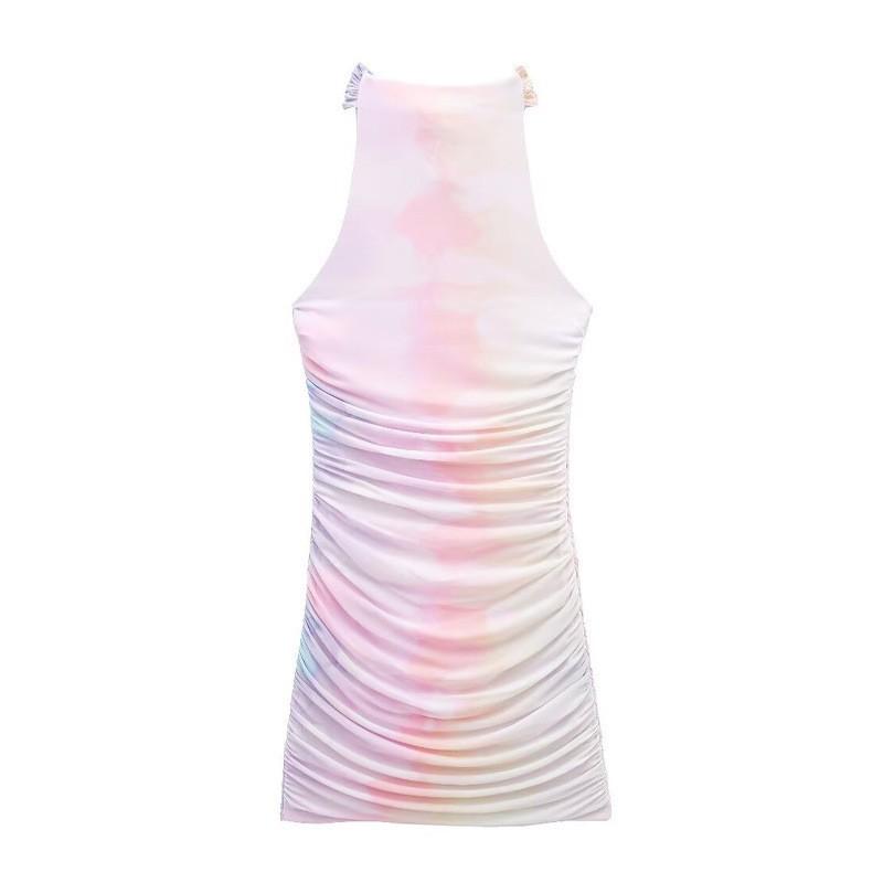 European American Women s Clothing Summer Sexy Print Hanging Neck Collar Slim Short Dress M