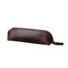Hot Selling Crazy Horse Leather Pencil Case & Eyeglasses Bag - Unisex Zippered Storage for Stationery & Fountain Pens (Black)