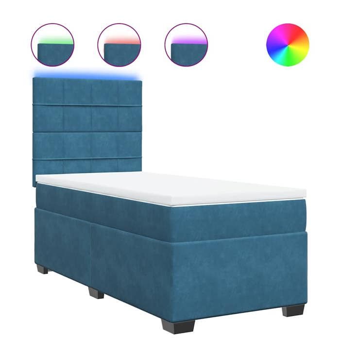 Maison Exclusive - Sommier à lattes de lit avec matelas bleu 90x190 cm velours