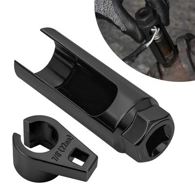 Jeu d'outils de retrait de capteur O2 Oxygène 2 Pièces Douille Fendue 7/8" 22mm Entraînement 3/8" 1/2" Clé à douille pour capteur d'oxygène de voiture