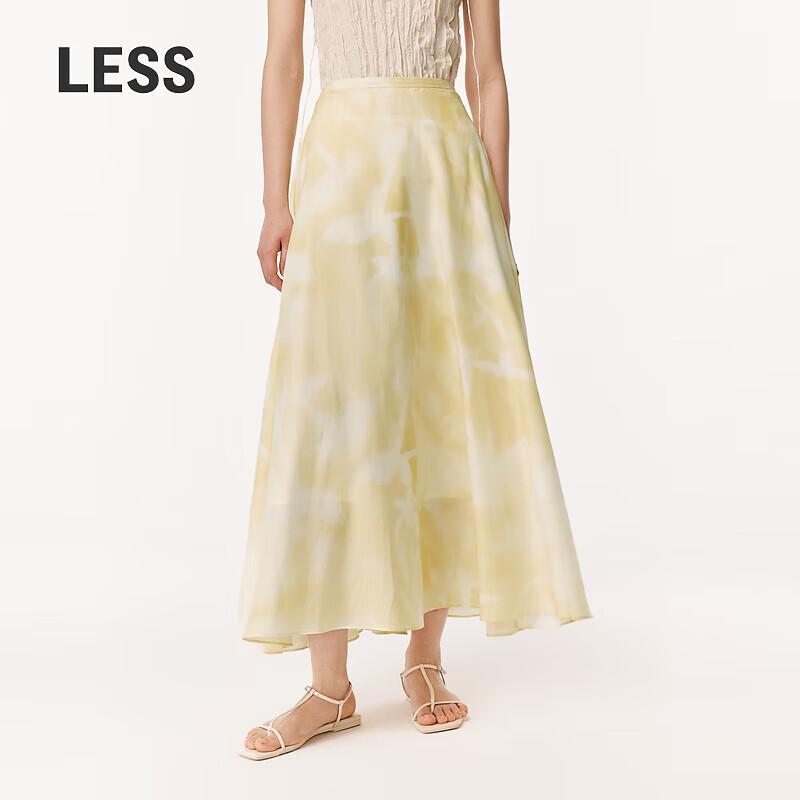 LESS 2024 Summer Floral A-line Midi Skirt S