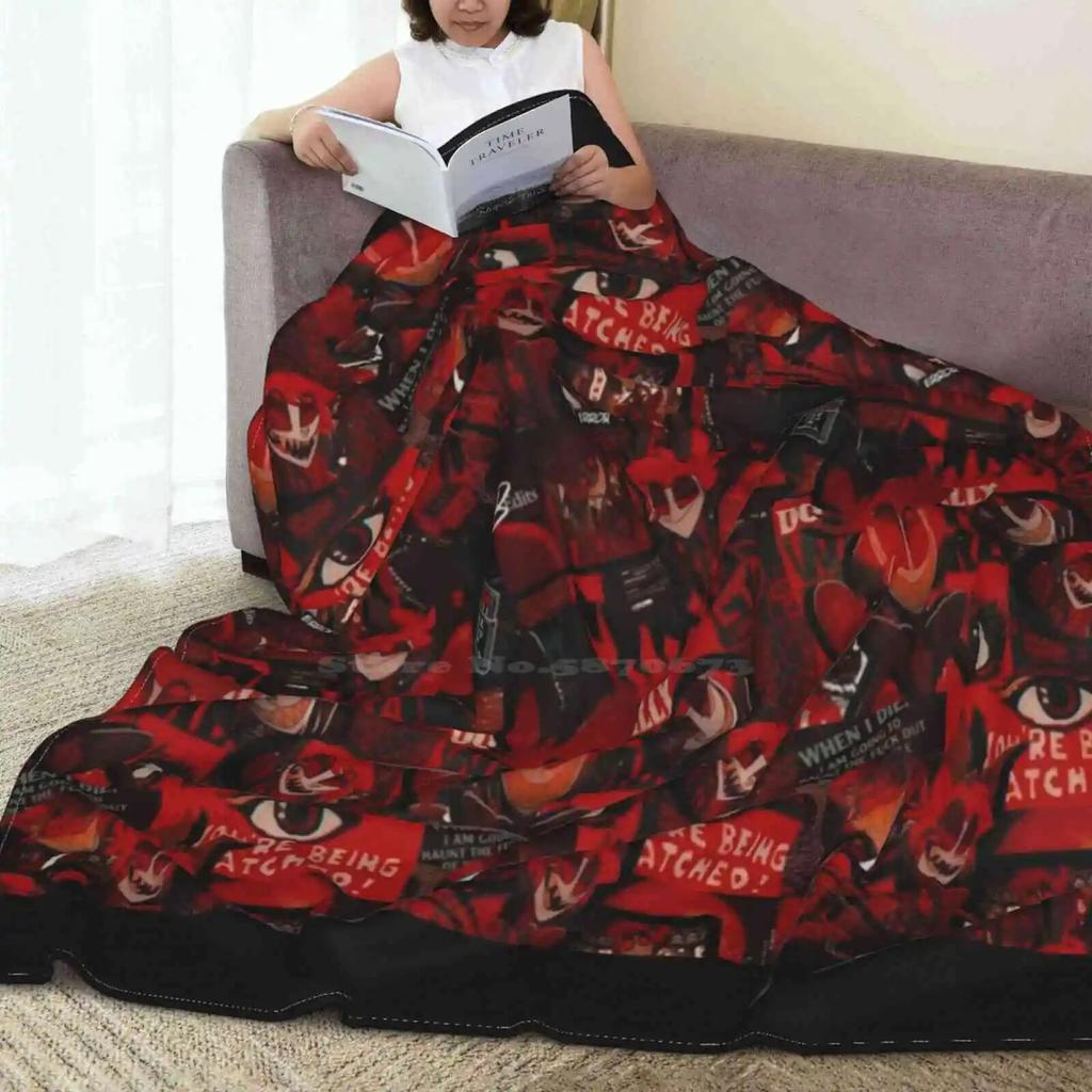 Alastor Hatası Yeni Varış Moda Eğlence Sıcak Flanel Battaniye Hasbin Otel Vivziepopo Melek Tozu Alastor Radyo Şeytan Animasyon