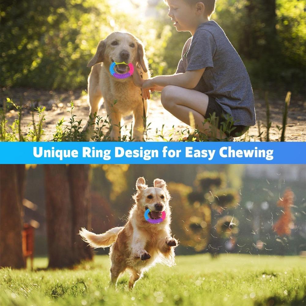 Colorful Spiky Puppy Chew Ring – Durable Rubber Teething Toy for Small Dogs, Fun Interactive Chewing & Play for Puppies