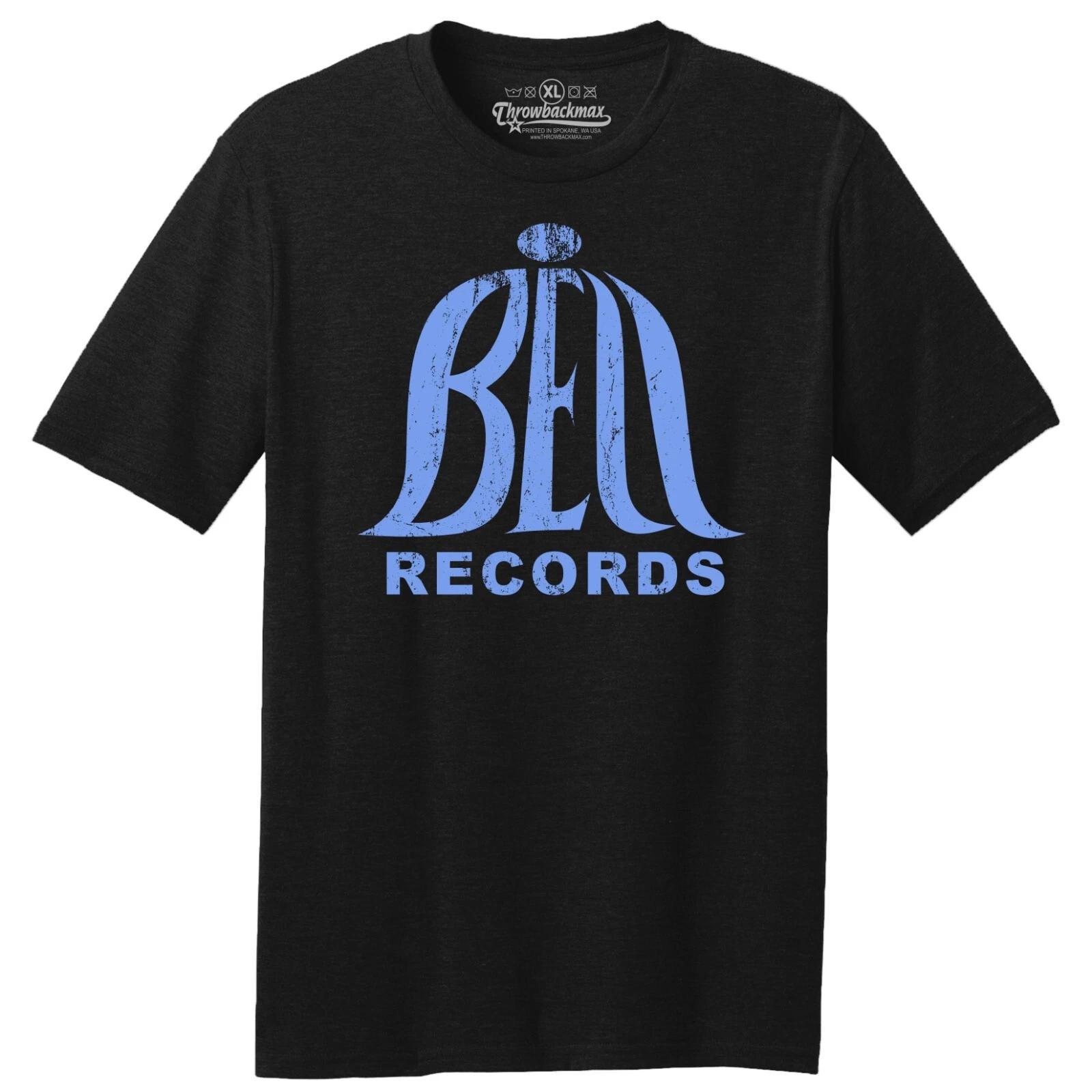 

Throwbackmax 60 s Bell Record Label Classic Cut, Premium Tri-Blend Black T shirt 3XL