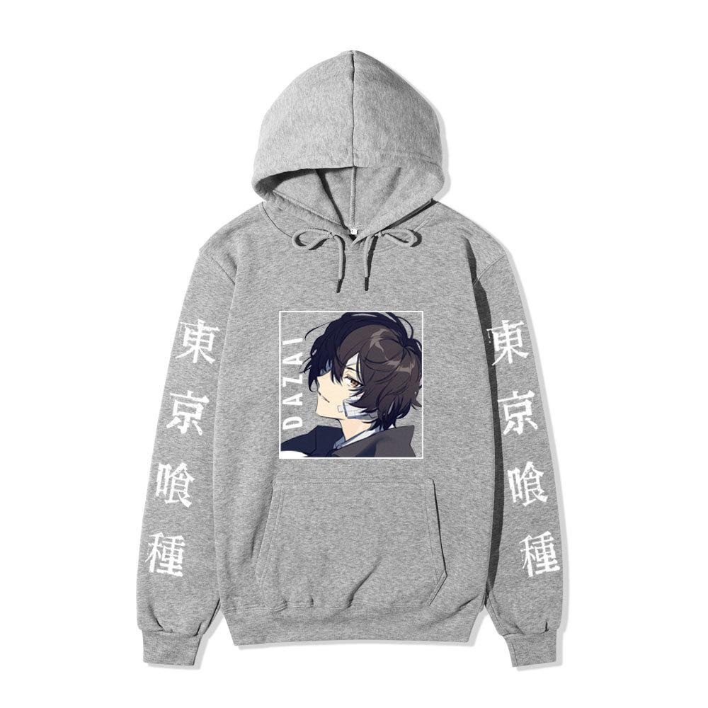 Bungo Stray Dogs Dazai Osamu Unisex Fleece Hoodie Autumn Winter Anime Character Tokyo Kanji Print Long Sleeve Pullover Sweatshirt