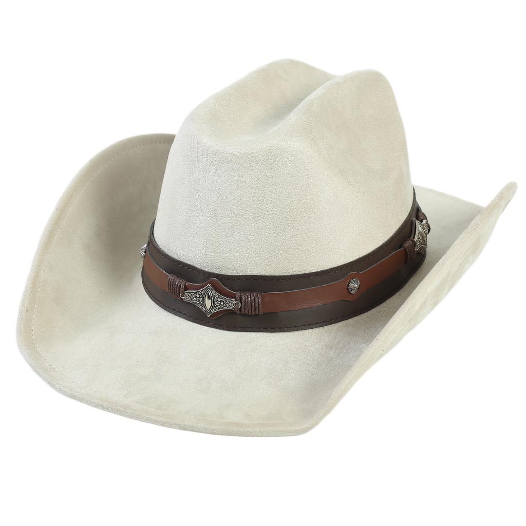 Popolare cappello western da cowboy in camoscio stile europeo e americano per uomo e donna, semplice e alla moda, a tesa larga, cappello jazz