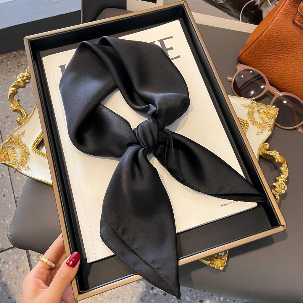 Silk Scarf Women'S Decoration High-End Small Square Scarf Versatile Trend Imitation Silk Scarf Tied Bag Streamer Thin Scarf